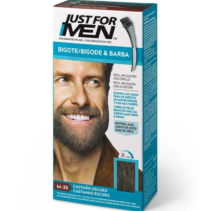 Hombre Just For Men Bigote y Barba Castaño Oscuro