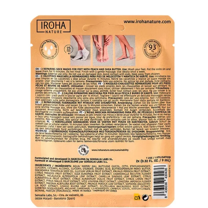 Iroha Nature Calcetines Mascarilla Reparadores Melocotón