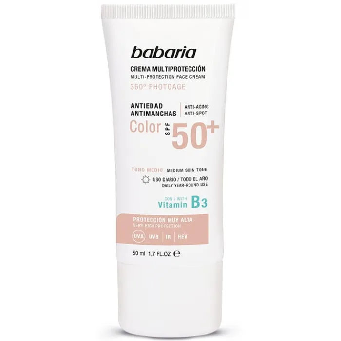 Babaria Crema Facial Multiprotección Color Medio SPF50+