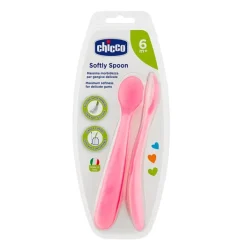 Chicco Cuchara de Silicona Blanda Rosa 6 Meses+