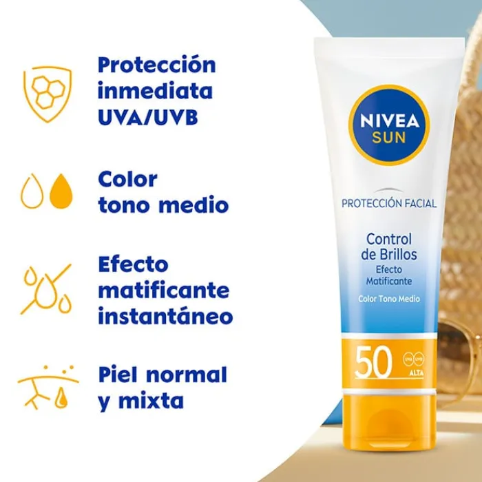 NIVEA Protección Facial Control de Brillos Color SPF50