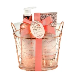 Bon Matín Set de Baño Cesta Metal Rosa