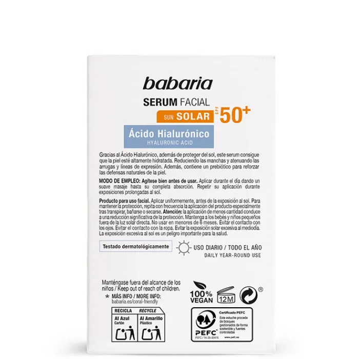 Babaria Sérum Facial Solar Hialurónico SPF50+