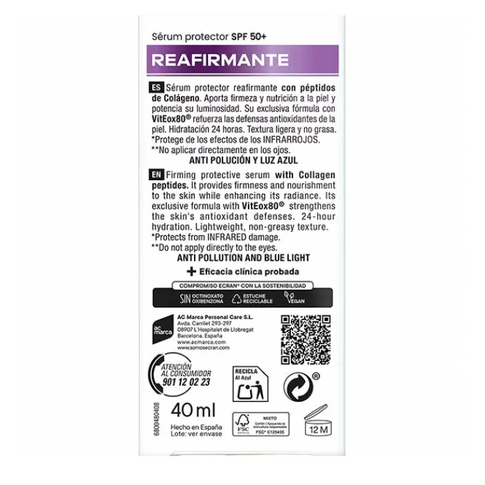 Ecran Sunnique Sérum Reafirmante SPF50+